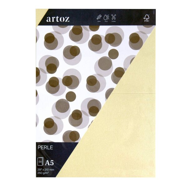 Perle Pkg 5 Karten A5 ivory - Artoz - 11839226-242