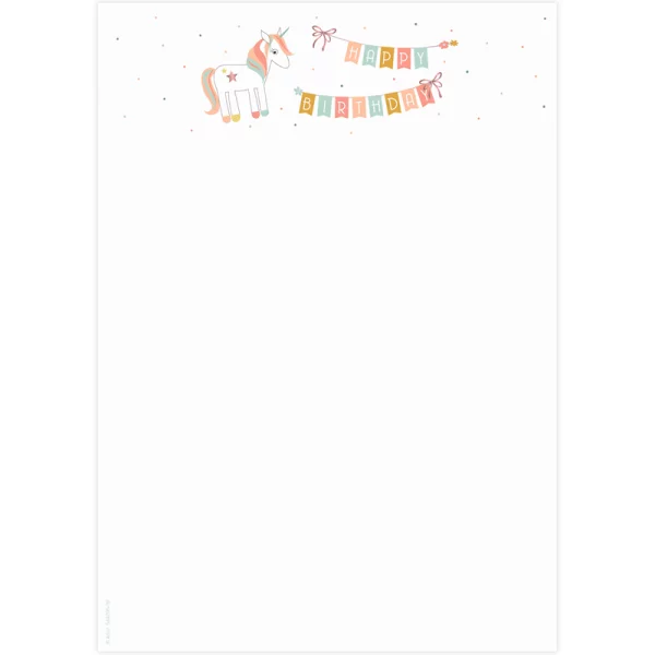 A4 Designpapier: Happy Birthday mit Einhorn - Artoz - 1354414-39