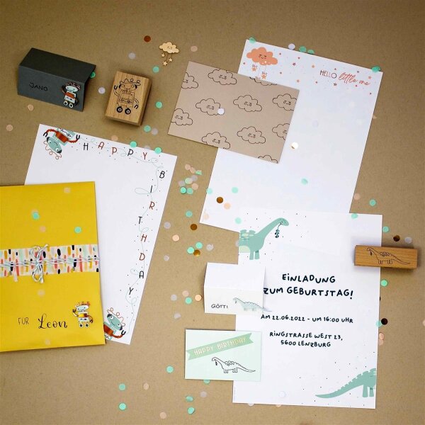 A4 Designpapier: Dinosaurier - Artoz - 544796-34