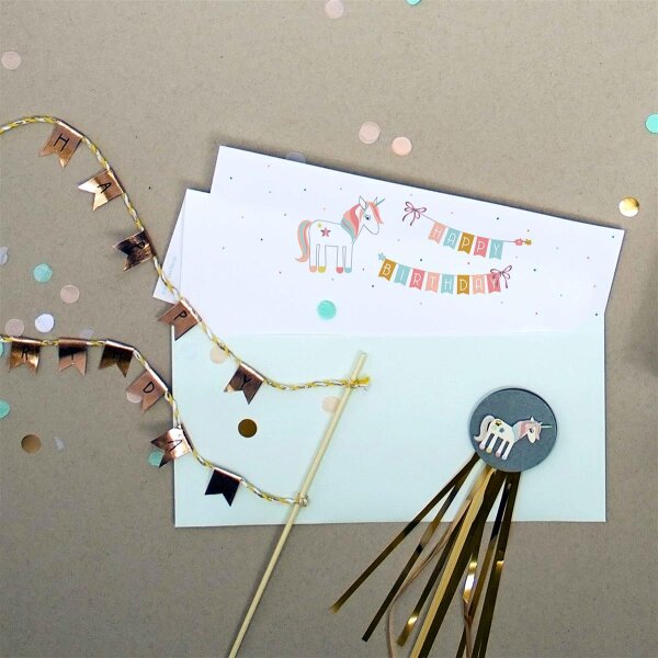 A4 Designpapier: Happy Birthday mit Einhorn - Artoz - 544796-39