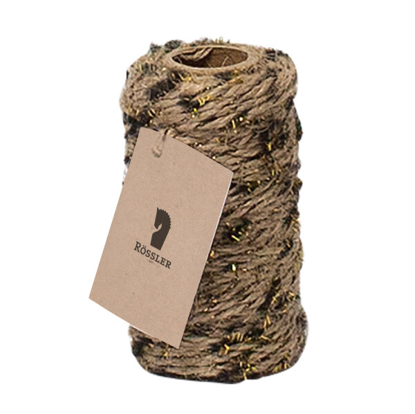 Fluffy Cord, Black/gold, 25m/1,5 mm - Rössler - 800910500000