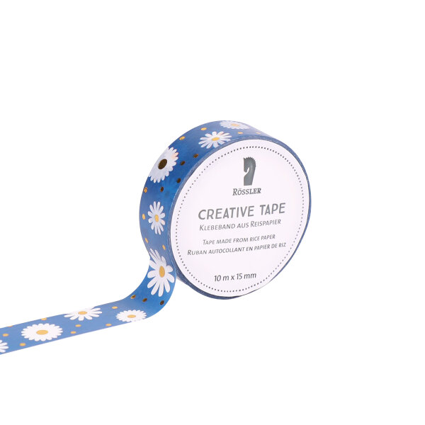 Creative Tape HF/gold Margerite auf Blau - 10m x 15 mm - Rössler - 801010521018