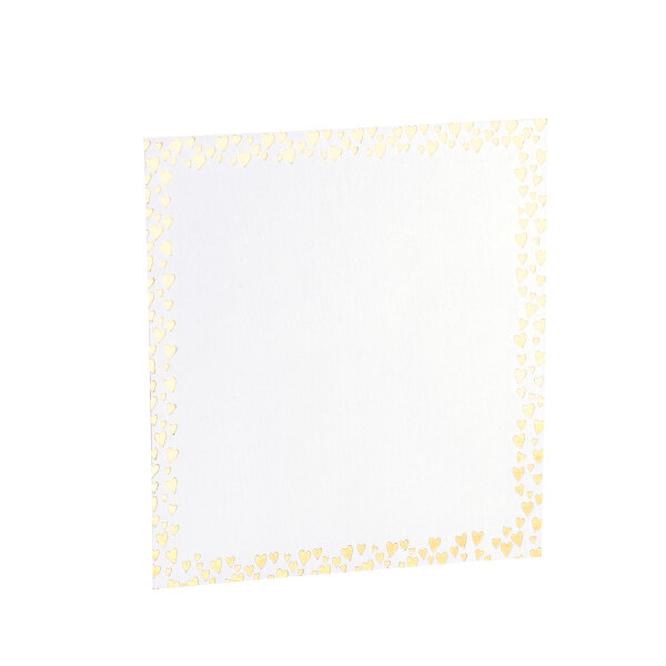 Creative shop Einlegekarte145x145 mm, cotton 240g/m²/HF-gold Herzen - Rössler - 1641110100