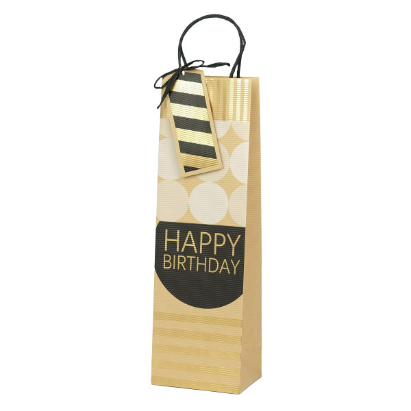 Flaschenbeutel, Golden Moments, Happy Birthday/HF, 120x390x90 mm - Rössler - 13631920000