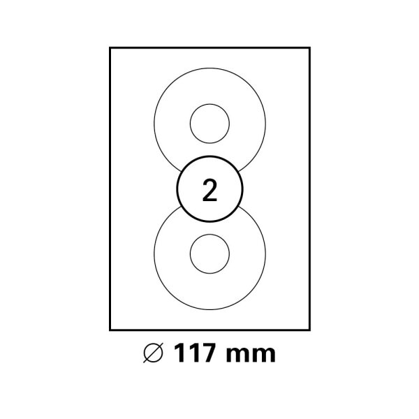 HEISAP Etiketten, A4, weiss, rund, 117mm