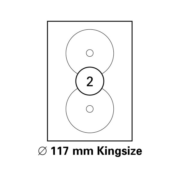 HEISAP Etiketten, A4, weiss, rund, 117mm, Kingsize