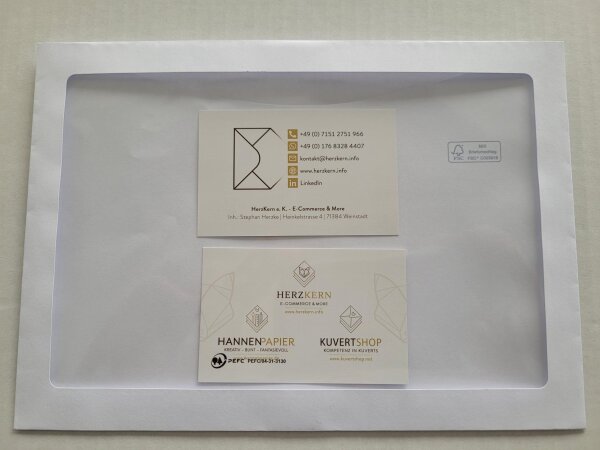 ELCO_Hochweisses Premium C5-Kuvert mit Maxi-Fenster auf Vorderseite aus Maisfolie