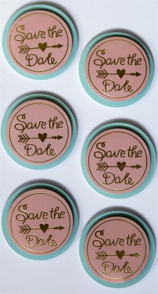 3D Artwork - Sticker Save the date Mint/rosa - Artoz - 185560-77